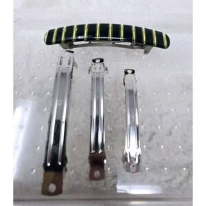 LOT 4 Goody Stay Tight Vintage Clip Hair Barrettes 3" USA Tortoise Shell Stripe‎